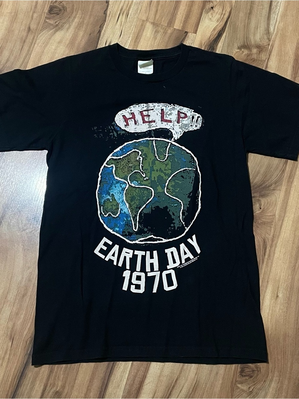Y2K Earth Day 1970 T Shirt Anvil Organic Black Graphic Tee Small 2010 Unisex